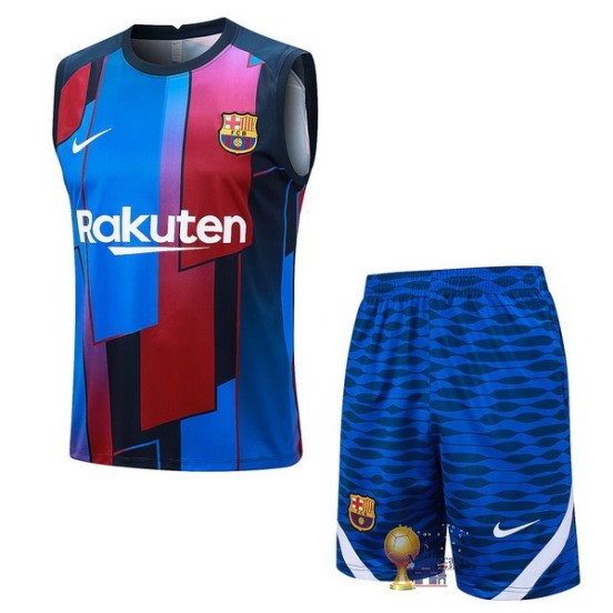 Formazione Senza Maniche Set Completo Barcelona 2023 2024 Blu Rosso