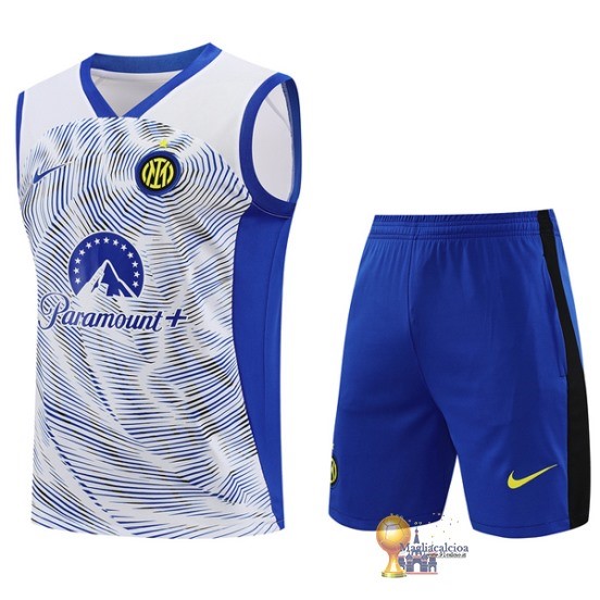 Formazione Senza Maniche Set Completo Inter Milán 2023 2024 Bianco Blu