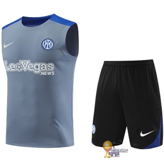 Formazione Senza Maniche Set Completo Inter Milán 2024 2025 Grigio Blu