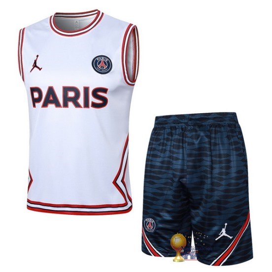 Formazione Senza Maniche Set Completo Paris Saint Germain 2023 2024 Bianco Rosso