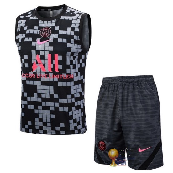 Formazione Senza Maniche Set Completo Paris Saint Germain 2023 2024 Grigio Nero Rosa