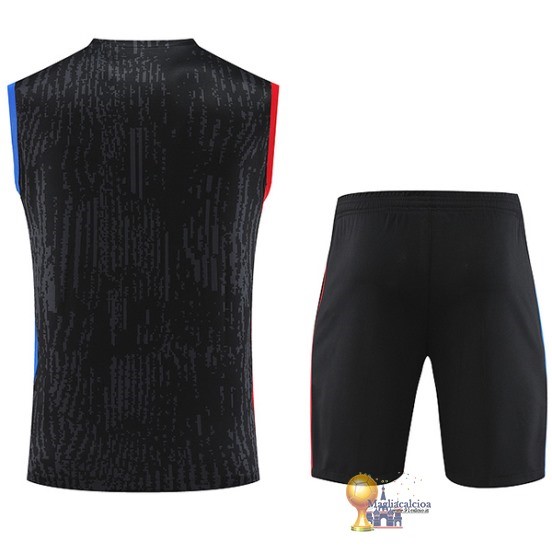 Formazione Senza Maniche Set Completo Paris Saint Germain 2023 2024 Grigio Rosso Blu