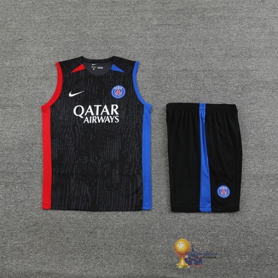 Formazione Senza Maniche Set Completo Paris Saint Germain 2023 2024 Grigio Rosso Blu