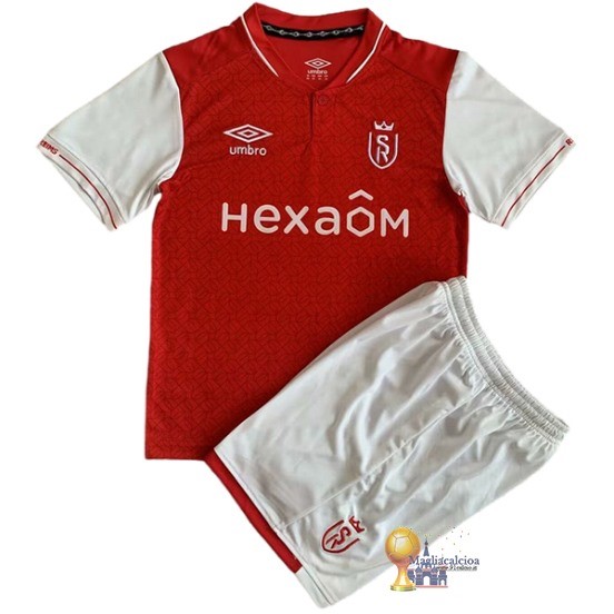 Home Conjunto De Bambino Stade de Reims 2023 2024 Rosso Maglie Di Calcio Personalizzate