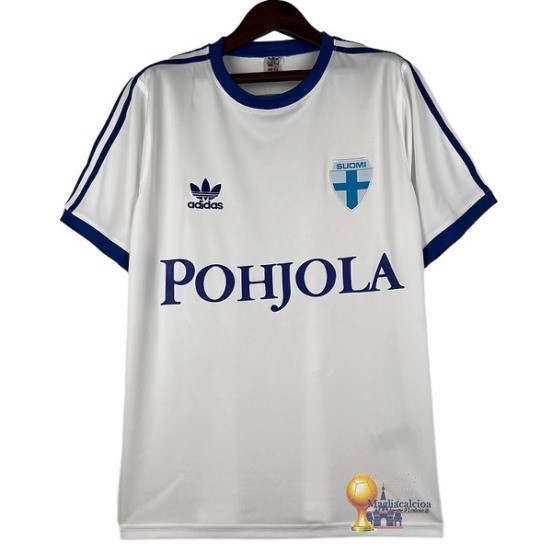 Home Maglia Finlandia Retro 1982 Bianco Maglie Di Calcio Per Bambini
