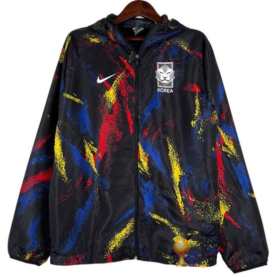 Rompevientos Corea del Sud 2023 Nero Rosso Maglia Calcio Personalizzata