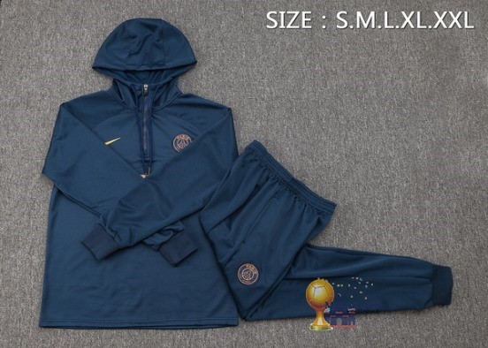 Set Completo Felpa Cappuccio Bambino Paris Saint Germain 2023 2024 Blu II Navy