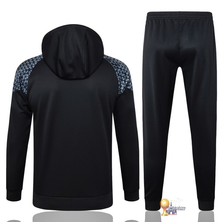 Set Completo Felpa Cappuccio Borussia Dortmund 2023 2024 Nero Grigio