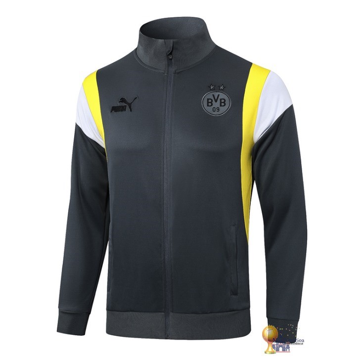 Set Completo Lunga Zip Giacca Borussia Dortmund 2023 2024 Grigio Giallo