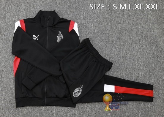 Set Completo Set Completo Lunga Zip Giacca AC Milan 2023 2024 Nero Bianco Rosso