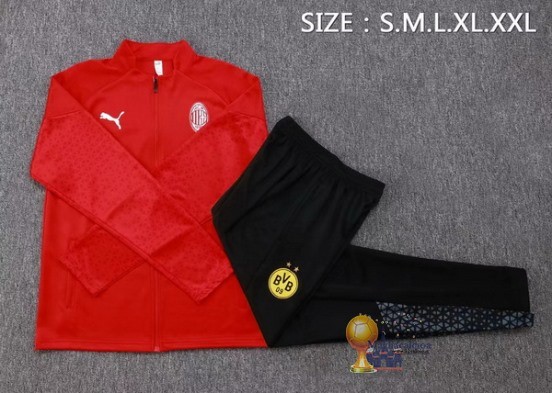 Set Completo Set Completo Lunga Zip Giacca AC Milan 2023 2024 Rosso III Nero