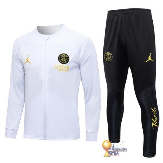 Set Completo Set Completo Lunga Zip Giacca Bambino Paris Saint Germain 2023 2024 Bianco Nero