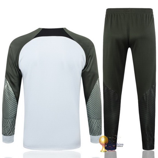 Set Completo Set Completo Lunga Zip Giacca Barcelona 2023 2024 Bianco Verde