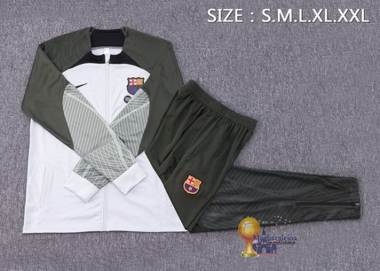 Set Completo Set Completo Lunga Zip Giacca Barcelona 2023 2024 Bianco Verde