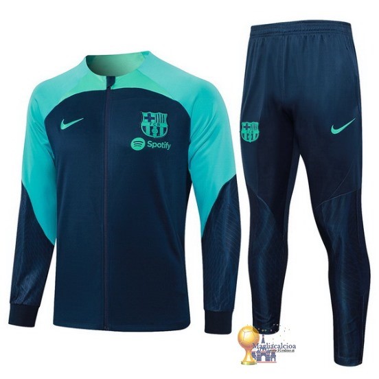 Set Completo Set Completo Lunga Zip Giacca Barcelona 2023 2024 Blu Navy Verde