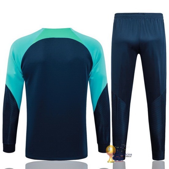 Set Completo Set Completo Lunga Zip Giacca Barcelona 2023 2024 Blu Navy Verde