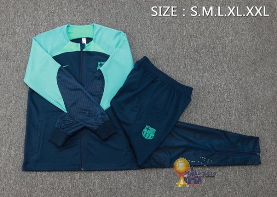 Set Completo Set Completo Lunga Zip Giacca Barcelona 2023 2024 Blu Navy Verde