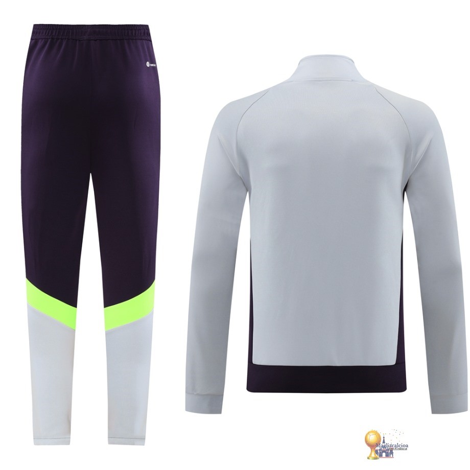 Set Completo Set Completo Lunga Zip Giacca Bayern München 2023 2024 Grigio Purpureo