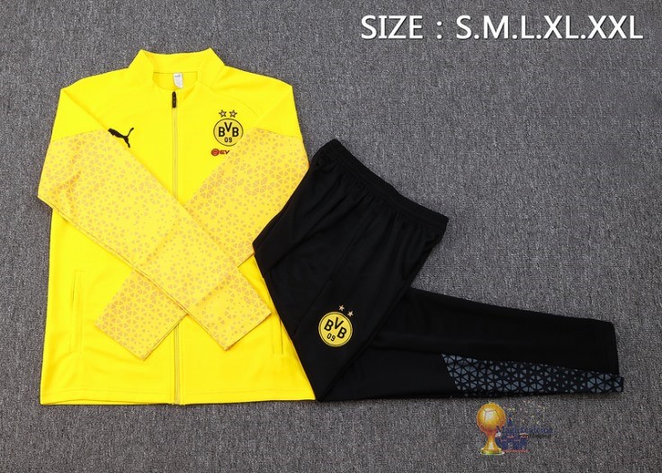 Set Completo Set Completo Lunga Zip Giacca Borussia Dortmund 2023 2024 Giallo I Nero
