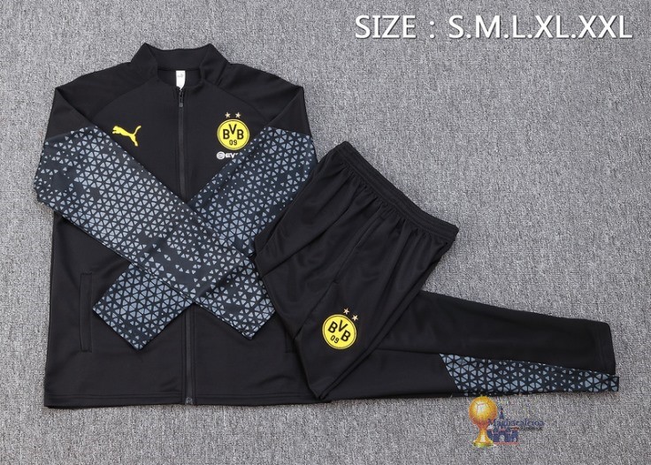 Set Completo Set Completo Lunga Zip Giacca Borussia Dortmund 2023 2024 Nero Grigio