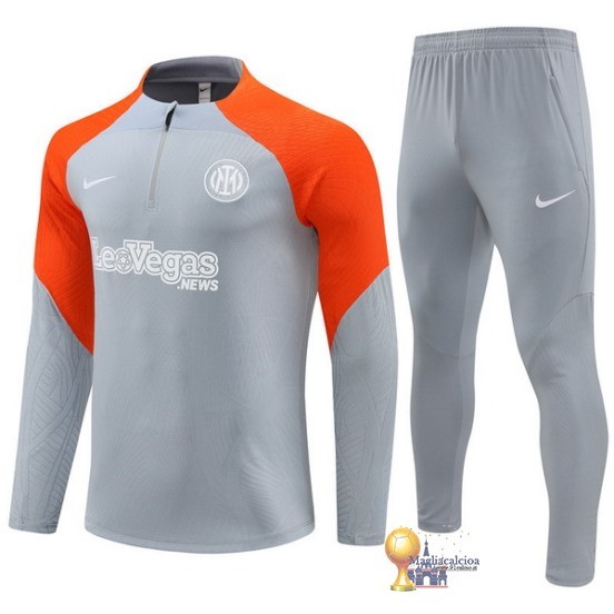 Set Completo Sudadera Formazione Bambino Inter Milán 2023 2024 Grigio Arancione