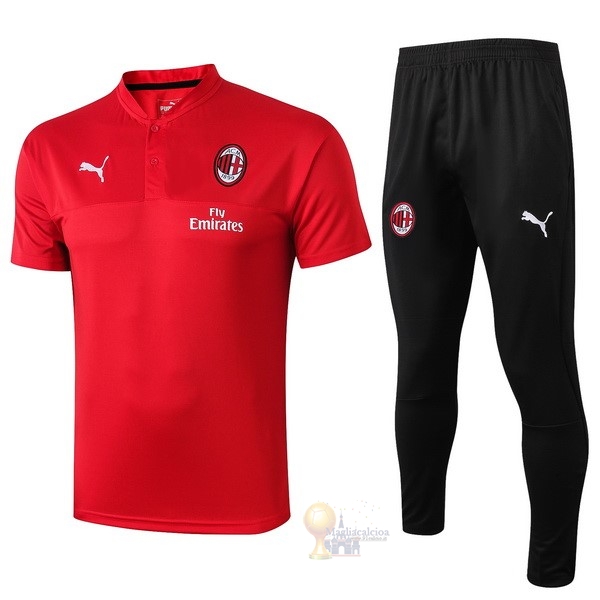 Calcio Maglie Set Completo Polo AC Milan 2019 2020 Rosso Nero