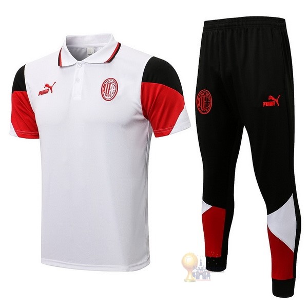 Calcio Maglie Set Completo Polo AC Milan 2021 2022 Bianco Nero Rosso
