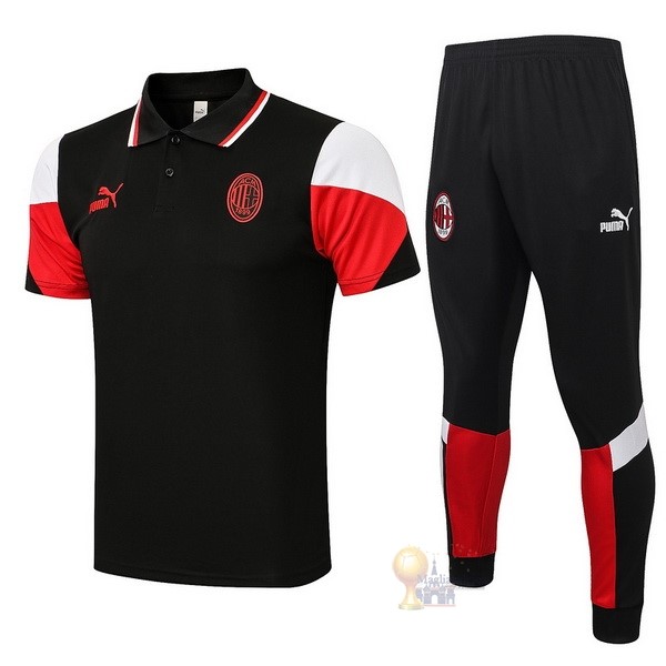 Calcio Maglie Set Completo Polo AC Milan 2021 2022 Nero Rosso Bianco