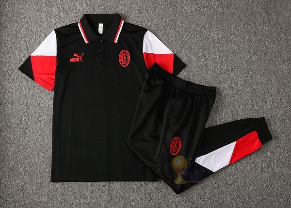 Calcio Maglie Set Completo Polo AC Milan 2021 2022 Nero Rosso Bianco