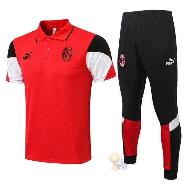 Calcio Maglie Set Completo Polo AC Milan 2021 2022 Rosso Nero Bianco