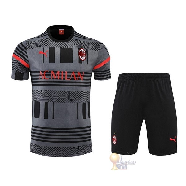 Calcio Maglie Formazione Set Completo AC Milan 2022 2023 Grigio Nero