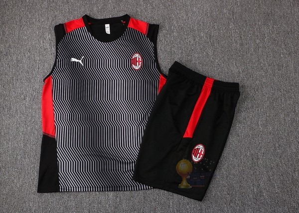 Calcio Maglie Formazione Sin Mangas Set Completo AC Milan 2021 2022 Nero Rosso