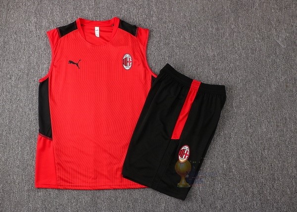 Calcio Maglie Formazione Sin Mangas Set Completo AC Milan 2021 2022 Rosso Nero