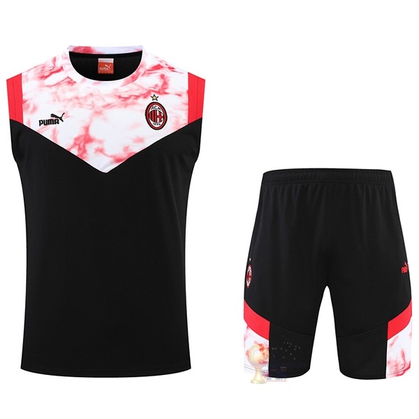Calcio Maglie Formazione Sin Mangas Set Completo AC Milan 2022 2023 Nero Rosso