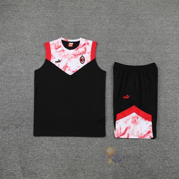 Calcio Maglie Formazione Sin Mangas Set Completo AC Milan 2022 2023 Nero Rosso