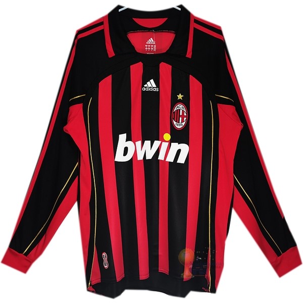 Calcio Maglie Home Maglia Manica lunga AC Milan Stile rétro 2006 2007 Rosso