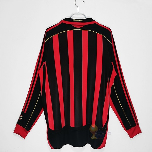 Calcio Maglie Home Maglia Manica lunga AC Milan Stile rétro 2006 2007 Rosso