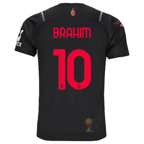 Calcio Maglie NO.10 Brahim Terza Maglia AC Milan 2021 2022 Nero