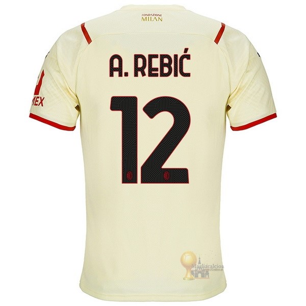 Calcio Maglie NO.12 A. Rebić Away Maglia AC Milan 2021 2022 Giallo