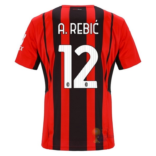 Calcio Maglie NO.12 A. Rebić Home Maglia AC Milan 2021 2022 Rosso