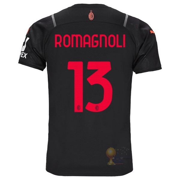 Calcio Maglie NO.13 Romagnoli Terza Maglia AC Milan 2021 2022 Nero
