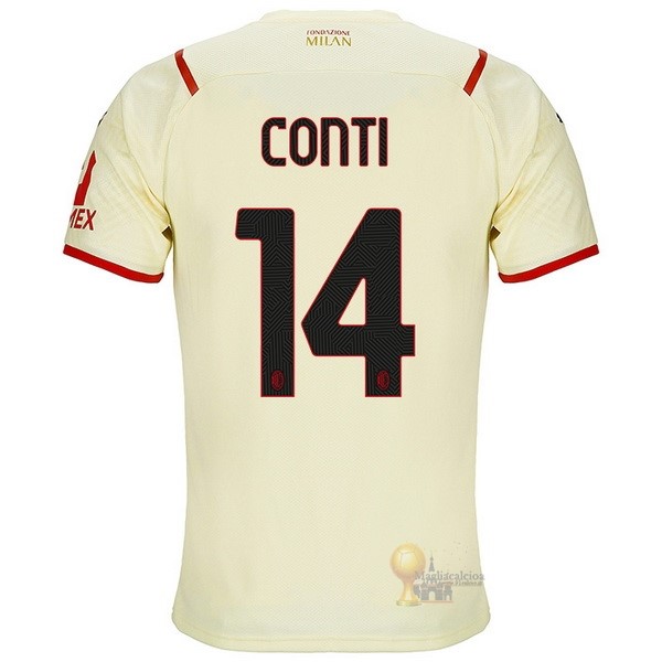 Calcio Maglie NO.14 Conti Away Maglia AC Milan 2021 2022 Giallo