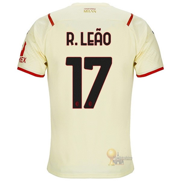 Calcio Maglie NO.17 R.Leao Away Maglia AC Milan 2021 2022 Giallo