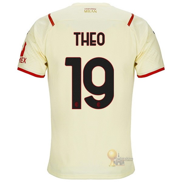 Calcio Maglie NO.19 Theo Away Maglia AC Milan 2021 2022 Giallo
