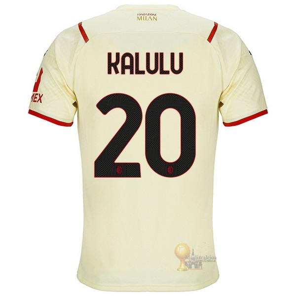 Calcio Maglie NO.20 Kalulu Away Maglia AC Milan 2021 2022 Giallo