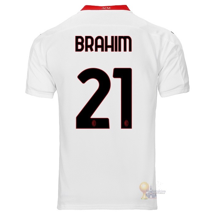 Calcio Maglie NO.21 Brahim Segunda Camiseta AC Milan 2020 2021 Bianco