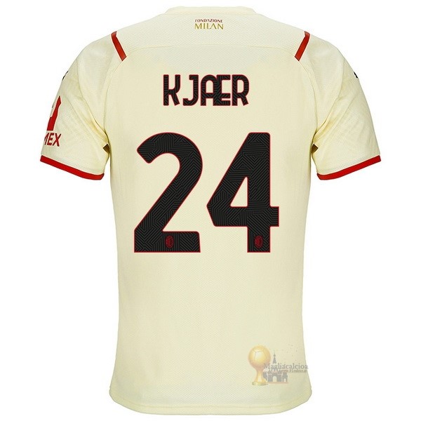 Calcio Maglie NO.24 Kjaer Away Maglia AC Milan 2021 2022 Giallo