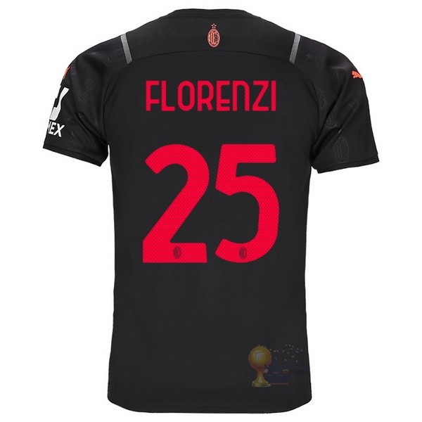 Calcio Maglie NO.25 Florenzi Terza Maglia AC Milan 2021 2022 Nero