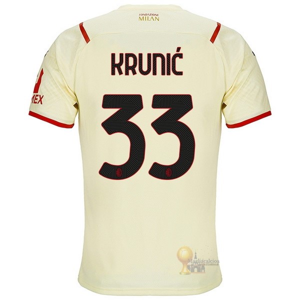 Calcio Maglie NO.33 Krunic Away Maglia AC Milan 2021 2022 Giallo