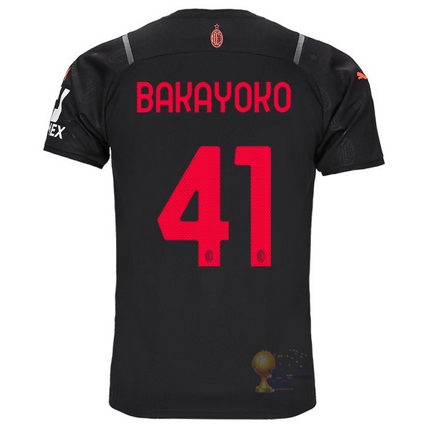 Calcio Maglie NO.41 Bakayoko Terza Maglia AC Milan 2021 2022 Nero